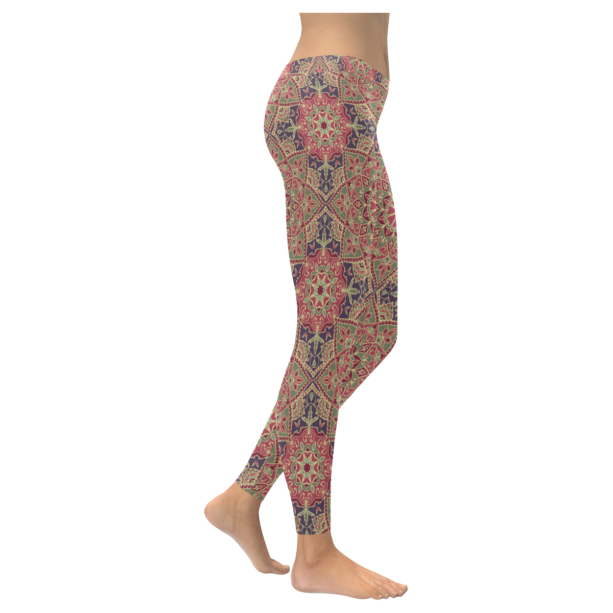 Royal Abstract Mandala Women's Low Rise Leggings (Invisible Stitch) (Model L05)