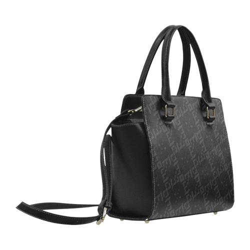 B Monogram Diamante by BJORLIE (Black/Dark Gray) Classic Shoulder Handbag (Model 1653)
