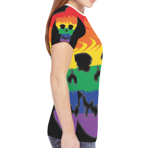 Abstract Pride Skull New All Over Print T-shirt for Women (Model T45)