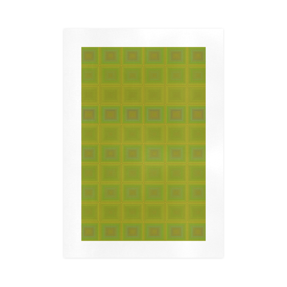 Olive green gold multicolored multiple squares Art Print 16‘’x23‘’