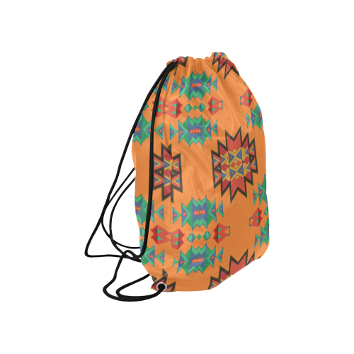 Misc shapes on an orange background Large Drawstring Bag Model 1604 (Twin Sides)  16.5"(W) * 19.3"(H)