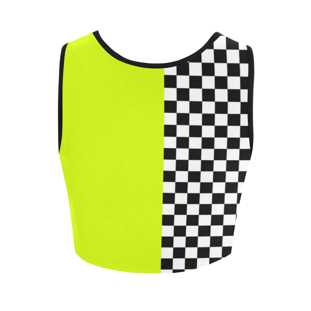 Neon Alien Checkered Women's Crop Top (Model T42)