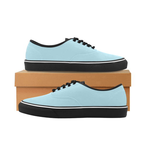 color light blue Classic Men's Canvas Low Top Shoes (Model E001-4)