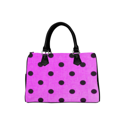 Purple Metallic Ladybug Polka Dots Design Boston Handbag (Model 1621)