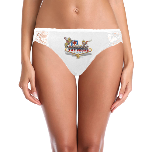 Las Vegas Welcome Sign on White Women's Lace Panty (Model L41)