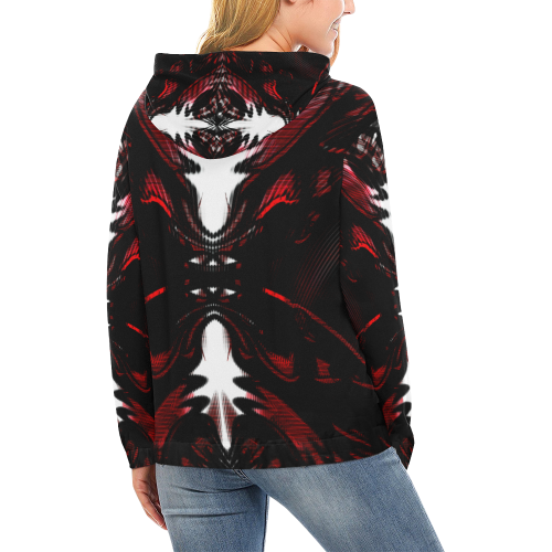 Red Alien Queen Crew All Over Print Hoodie for Women (USA Size) (Model H13)