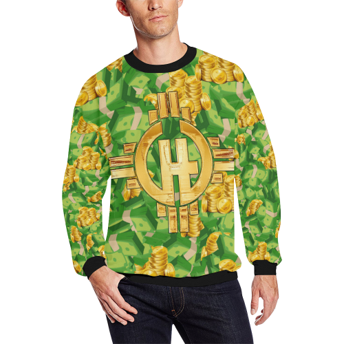 Money Money Money All Over Print Crewneck Sweatshirt for Men (Model H18)