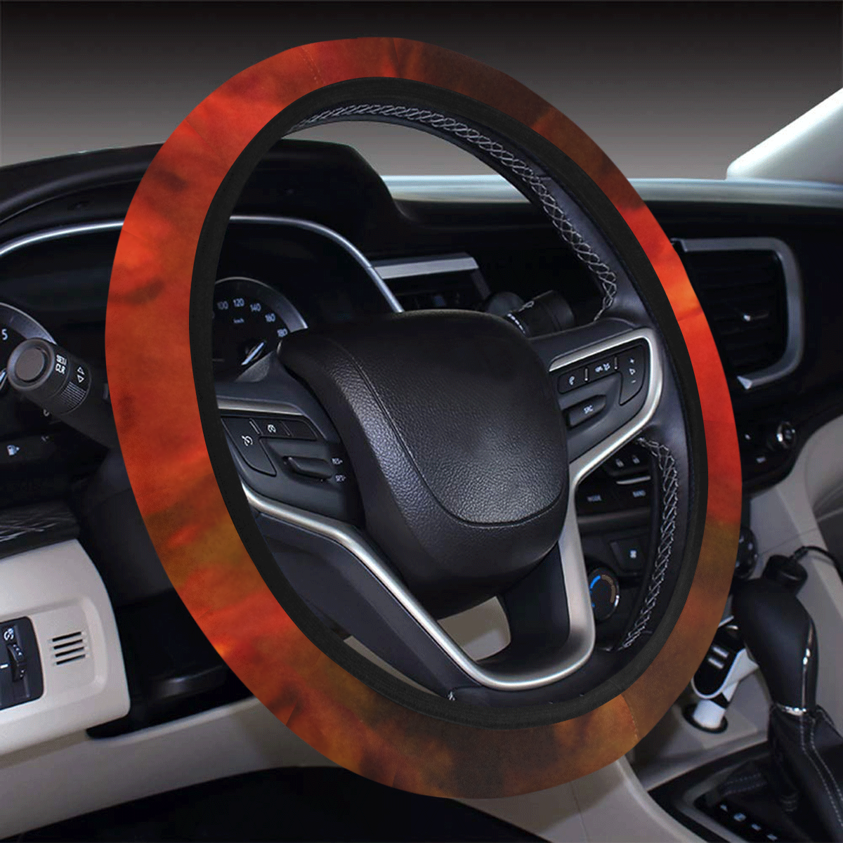 Burning Fire Steering Wheel Cover with Elastic Edge