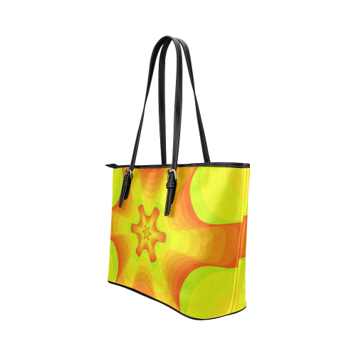 Yellow shell Leather Tote Bag/Small (Model 1651)