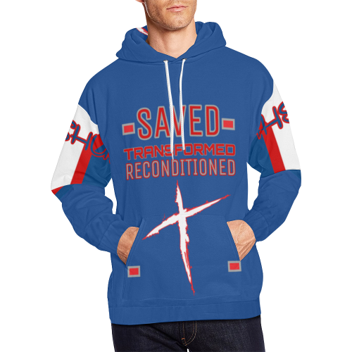 Saved Transformed Hoodie navy blue All Over Print Hoodie for Men (USA Size) (Model H13)