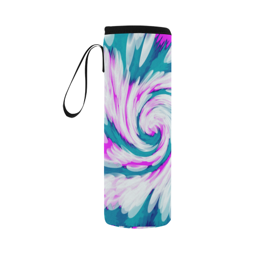 Turquoise Pink Tie Dye Swirl Abstract Neoprene Water Bottle Pouch/Large
