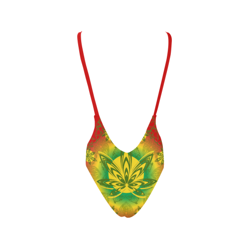 Rasta Nouveau (Red) Sexy Low Back One-Piece Swimsuit (Model S09)