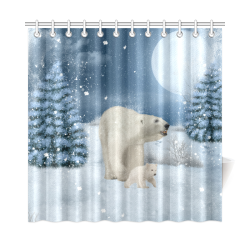 Polar bear mum with polar bear cub Shower Curtain 72"x72"