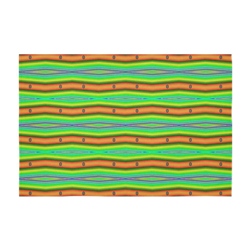 Bright Green Orange Stripes Pattern Abstract Cotton Linen Tablecloth 60" x 90"