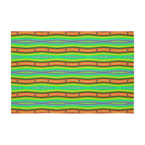 Bright Green Orange Stripes Pattern Abstract Cotton Linen Tablecloth 60" x 90"