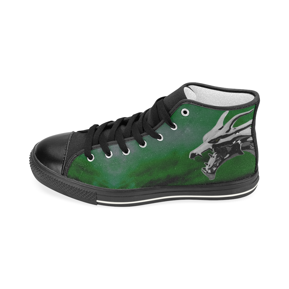 Steel Dragons V1.0 Green Women's Classic High Top Canvas Shoes (Model 017)