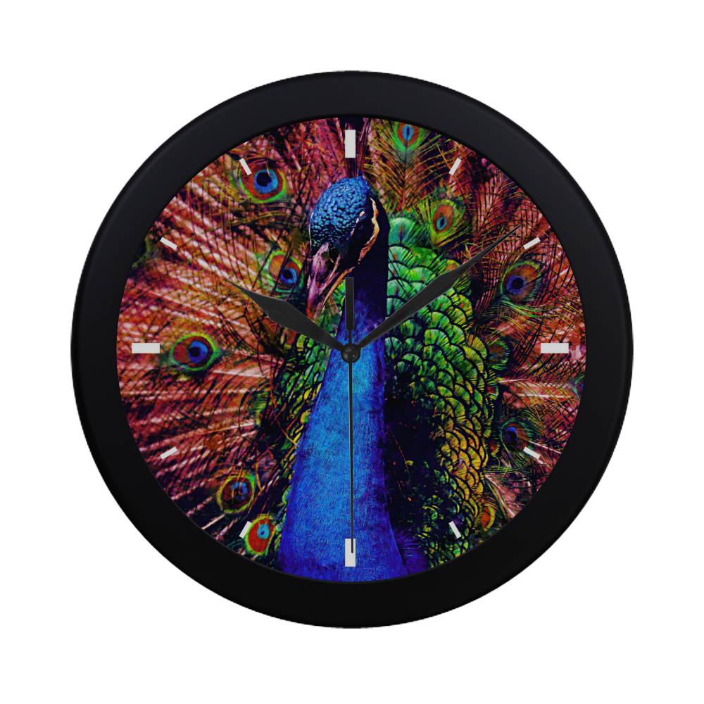 Impressionist Peacock Circular Plastic Wall clock