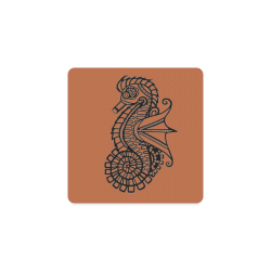 Steampunk Seahorse Stencil Square Coaster