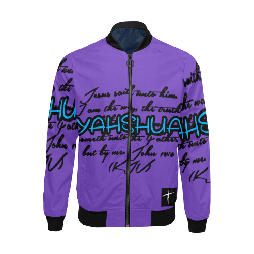 Yahshua Purple All Over Print Bomber Jacket for Men (Model H19)