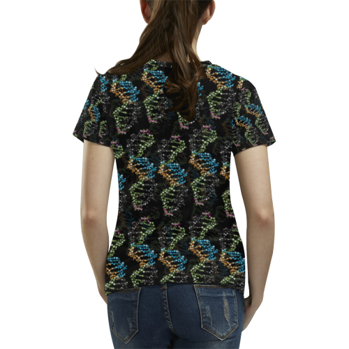 DNA pattern - Biology - Scientist All Over Print T-Shirt for Women (USA Size) (Model T40)