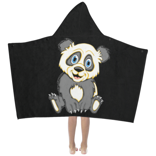 Smiling Panda Black Kids' Hooded Bath Towels