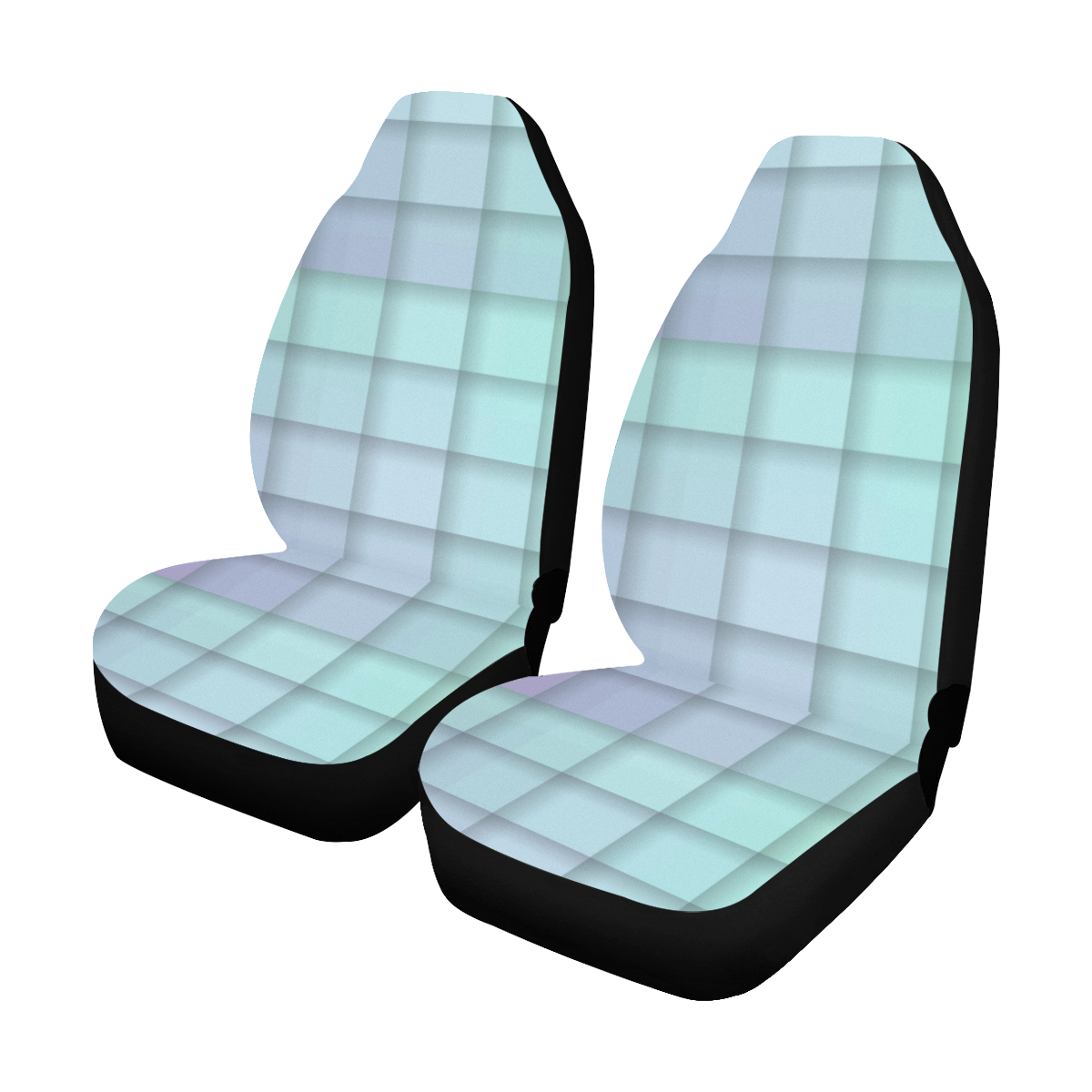 Glass Mosaic Mint Green and Violet Geometrical Car Seat Covers (Set of 2)