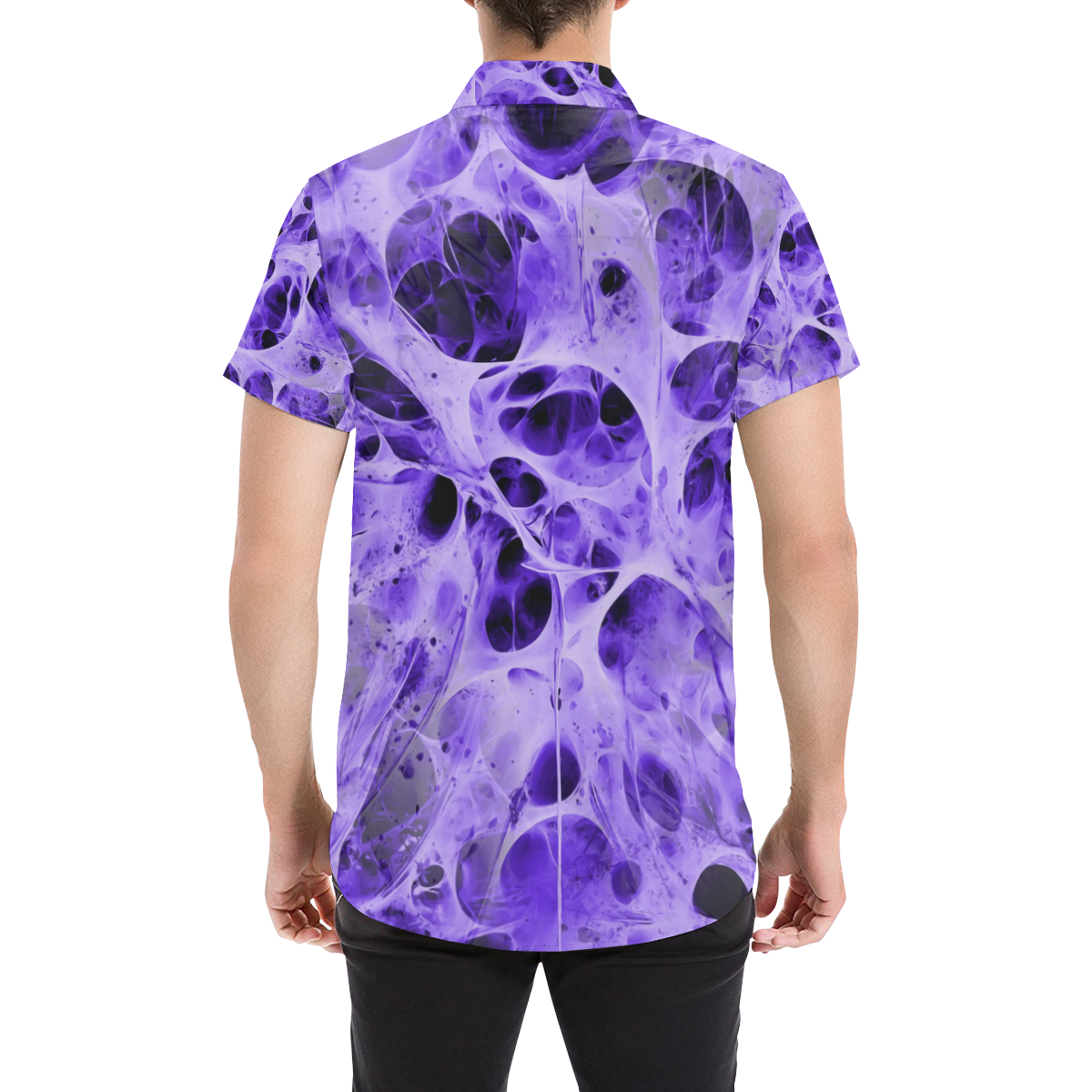 SPIDER WEB fractal - violet black Men's All Over Print Short Sleeve Shirt (Model T53)