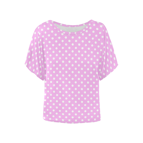 Polka-dot pattern Women's Batwing-Sleeved Blouse T shirt (Model T44)