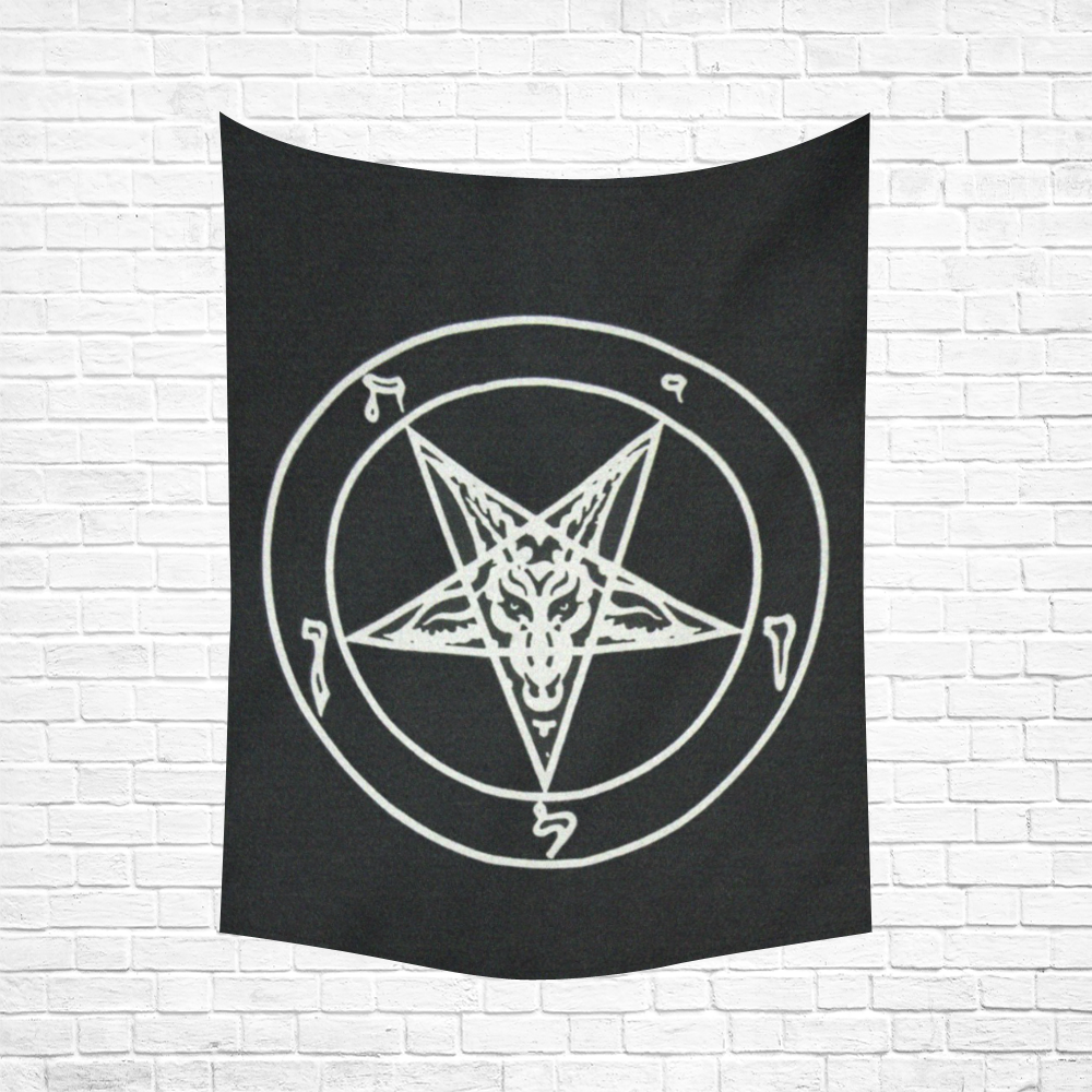 Satanic Baphomet Reverse Star Black Light Altar Cloth Cotton Linen Wall Tapestry 60"x 80"