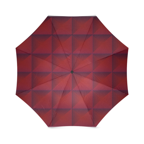 Dark red multicolored multiple squares Foldable Umbrella (Model U01)