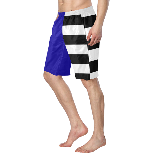 Blue and Stripes Mixed Print Men's Swim Trunk (Model L21)