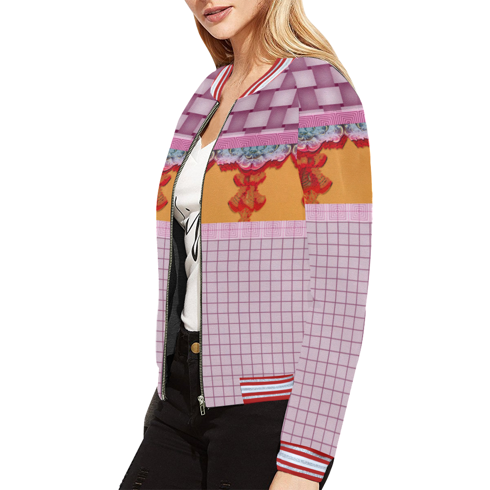 Annabellerockz-stripes-bomber-jacket-pattern All Over Print Bomber Jacket for Women (Model H21)