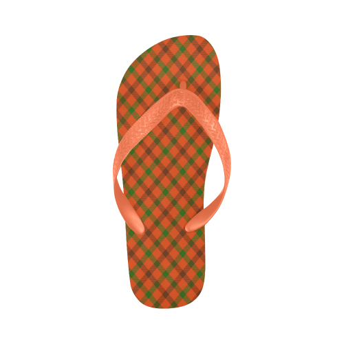 Tami plaid in orange, green and brown Flip Flops for Men/Women (Model 040)
