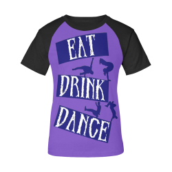 Break Dancing Blue on Purple Women's Raglan T-Shirt/Front Printing (Model T62)