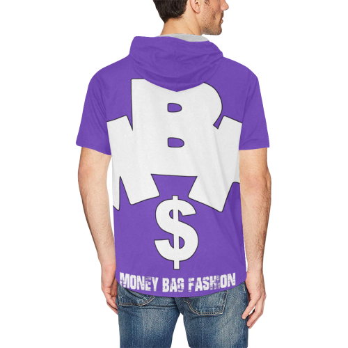 MBF hoodie purple All Over Print Short Sleeve Hoodie for Men (Model H32)
