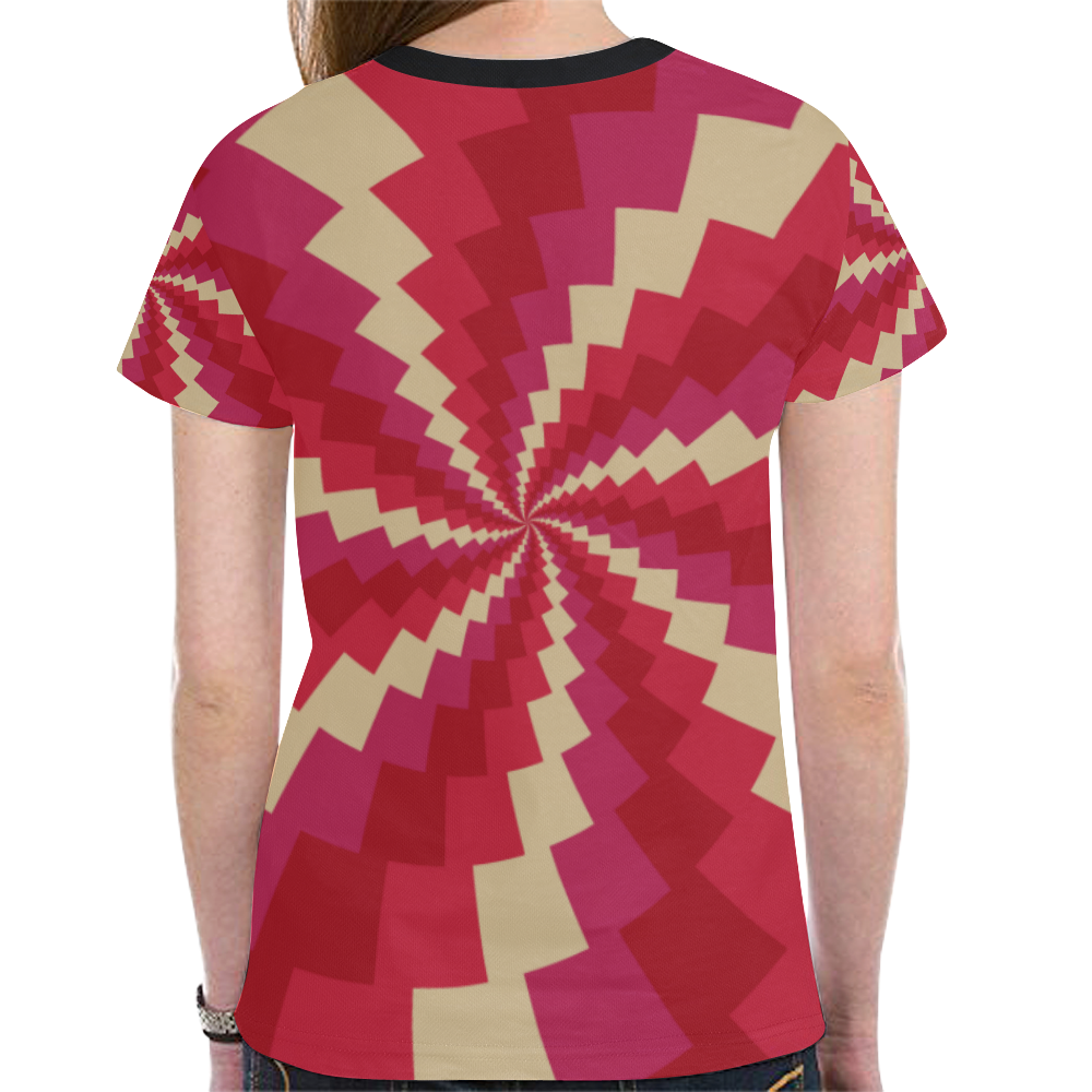 Pink red wave New All Over Print T-shirt for Women (Model T45)