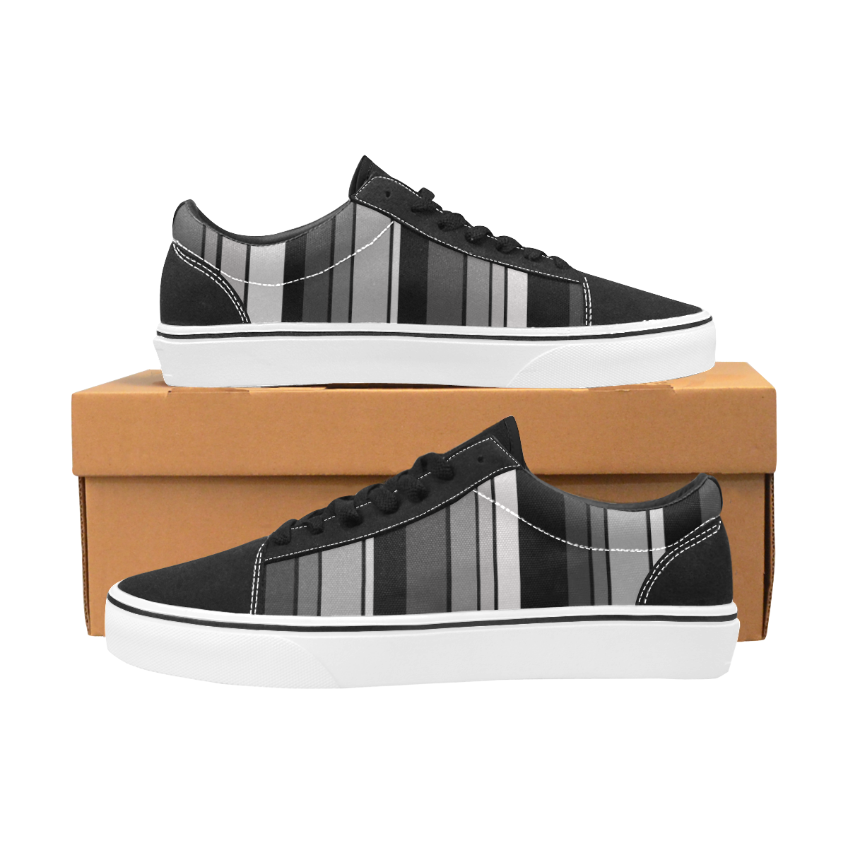from black to grey Men's Low Top Skateboarding Shoes (Model E001-2)