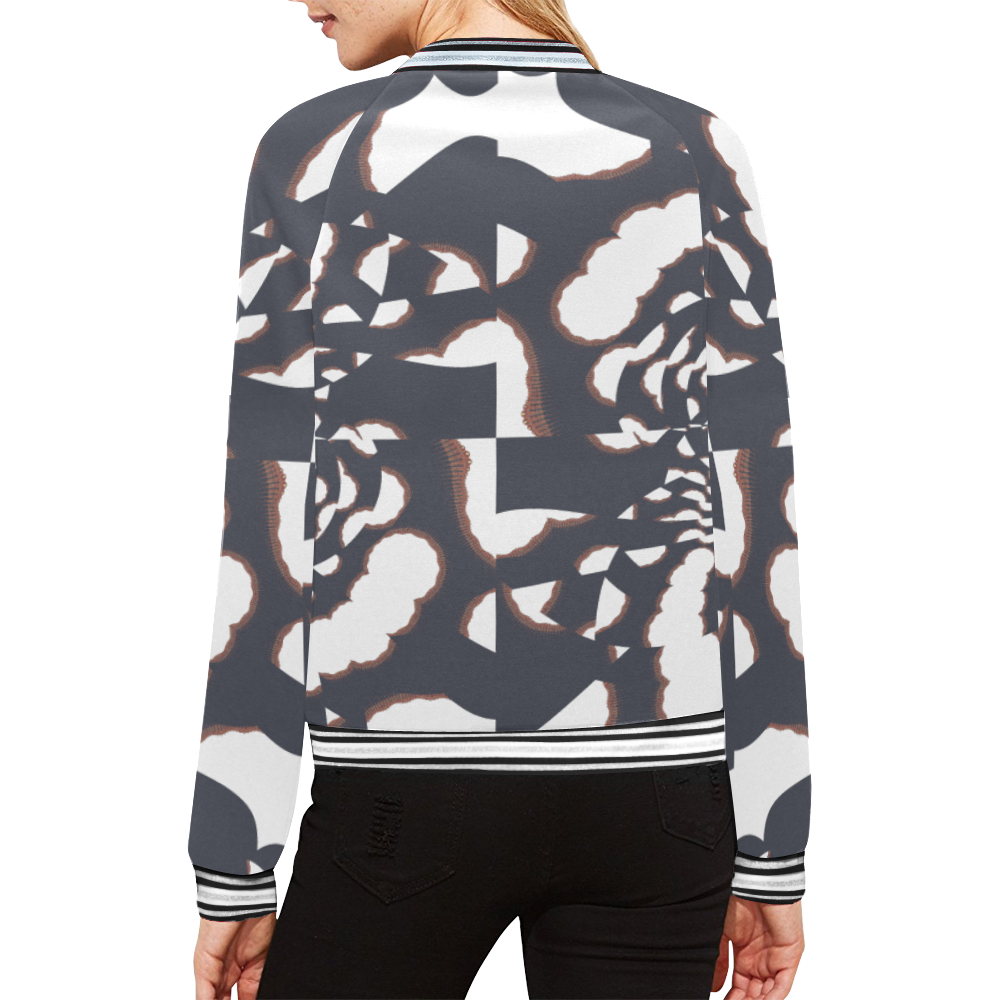 Dimensional Abstract All Over Print Bomber Jacket for Women (Model H21)