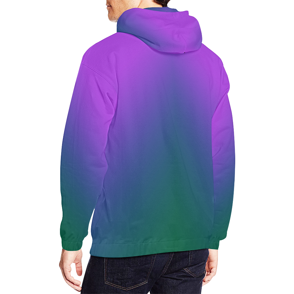 Plush Peacock Ombre All Over Print Hoodie for Men/Large Size (USA Size) (Model H13)