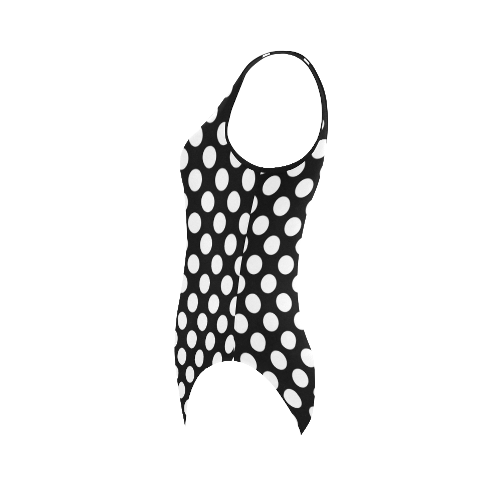 Black and White Polka Dot Vest One Piece Swimsuit (Model S04)
