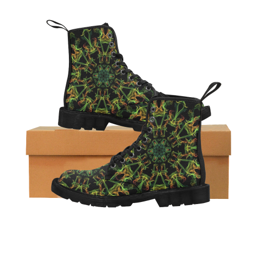 Autumn Flower Martin Boots for Women (Black) (Model 1203H)