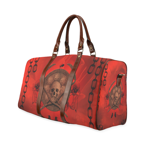 Skulls on red vintage background Waterproof Travel Bag/Large (Model 1639)