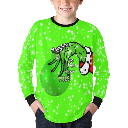 Christmas Fun by Nico Bielow Kids' Rib Cuff Long Sleeve T-shirt (Model T64)