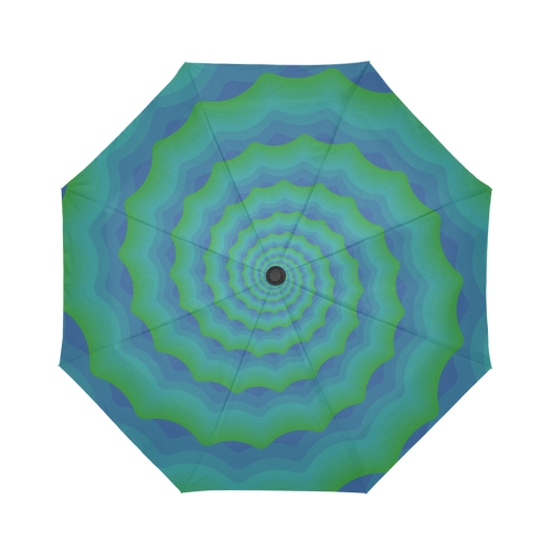Green blue spiral shell Auto-Foldable Umbrella (Model U04)