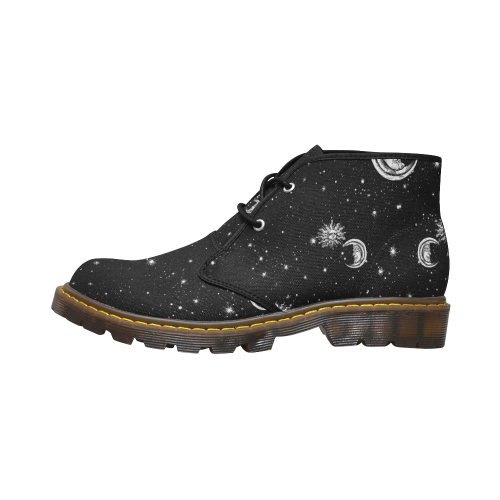 Mystic Stars, Moon and Sun Women's Canvas Chukka Boots (Model 2402-1)