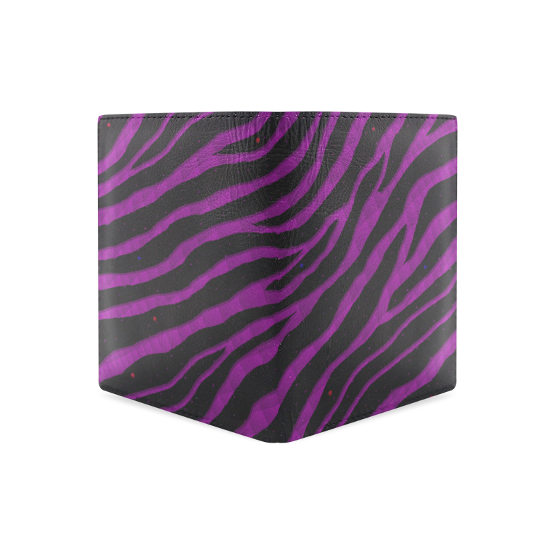 Ripped SpaceTime Stripes - Purple Men's Leather Wallet (Model 1612)