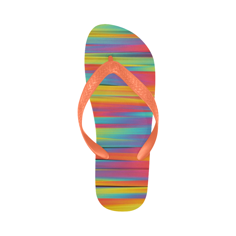 Rainbow Swirl Flip Flops for Men/Women (Model 040)