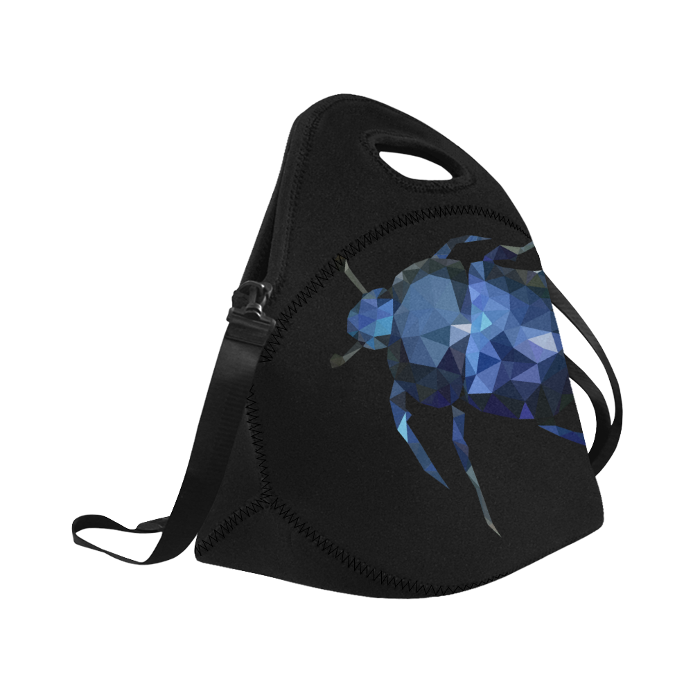 Low poly geometric blue bug Neoprene Lunch Bag/Large (Model 1669)