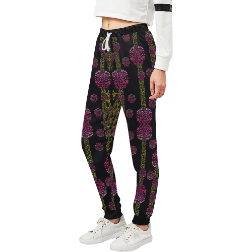 wild flowers on black Unisex All Over Print Sweatpants (Model L11)