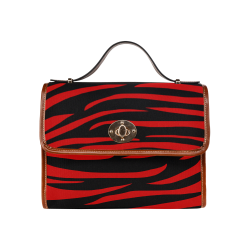 Tiger Stripes Black and Red Waterproof Canvas Bag/All Over Print (Model 1641)